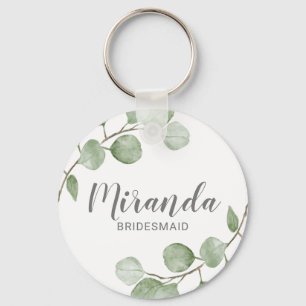 Eukalyptus Personalisiert Bridesmaid Name Schlüsselanhänger