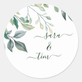 Eukalyptus Personalisiert Wedding Runder Aufkleber