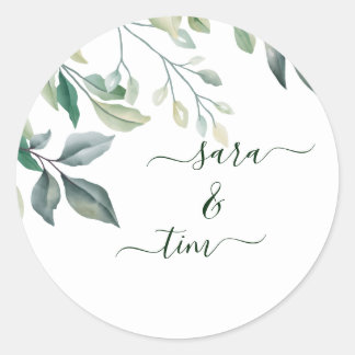 Eukalyptus Personalisiert Wedding Runder Aufkleber