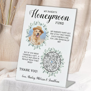 Eukalyptus Pet Wedding Dog Foto Honeymoon Fund Sockelschild