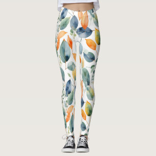 Eukalyptus-Pflanze Grüner Orange 350 Aquarell Leggings