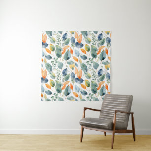 Eukalyptus-Pflanze Grüner Orange 350 Aquarell Wandteppich