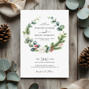 Eukalyptus Pine Greenerity Wreath Evergreen Weddin Einladung