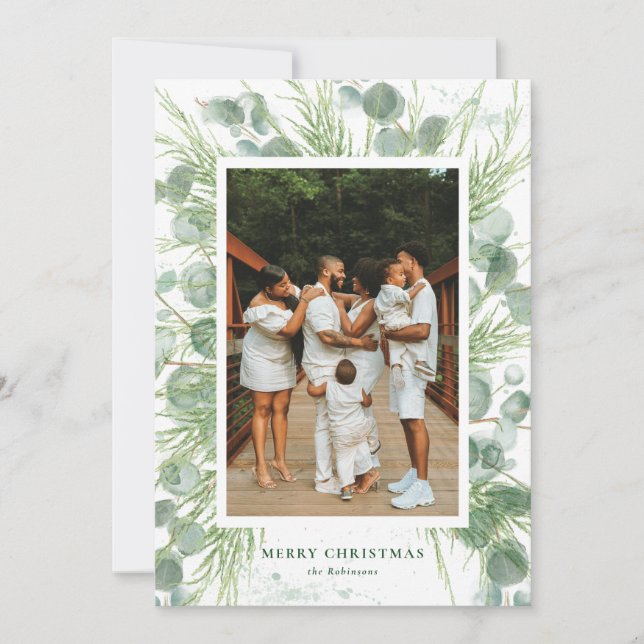 Eukalyptus & Pine Weihnachtskarte Feiertagskarte (Vorderseite)