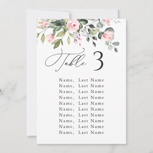 Eukalyptus Pink Roses Hochzeitskarte Einladung (Vorderseite)