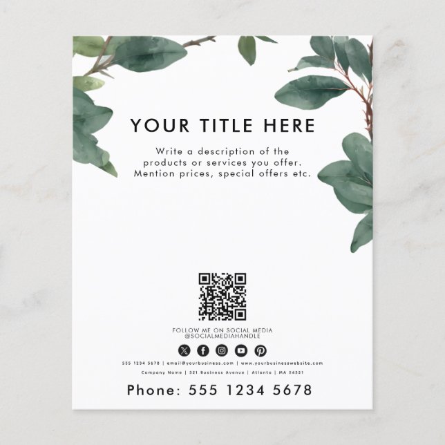 Eukalyptus QR-Code für Unternehmen Flyer (Vorne)