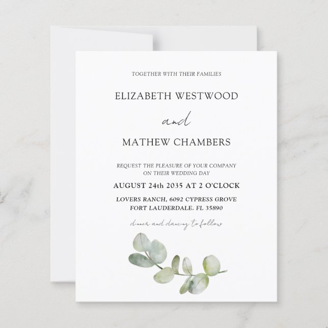 Eukalyptus QR Code Hochzeitsempfehlung (Vorderseite)