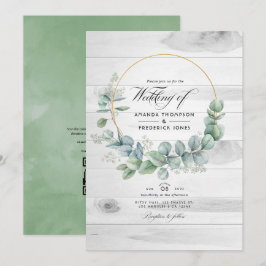 Eukalyptus QR Code Wedding Rustic Barn Country Einladung