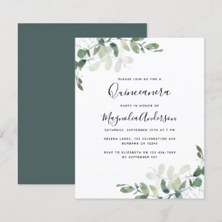 Eukalyptus-Quinceanera-Party Einladung