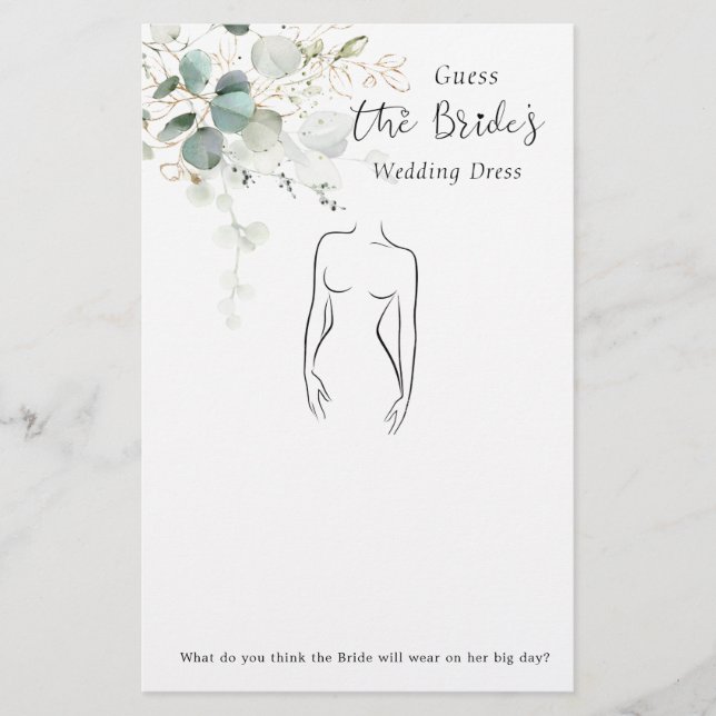 Eukalyptus rät das Dress Brautparty Game (Vorderseite)