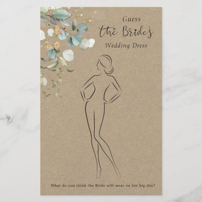 Eukalyptus rät das Dress Brautparty Game Briefpapier (Vorderseite)