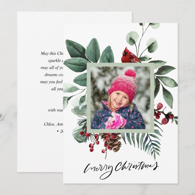 Eukalyptus Red Kardinal Bird Feiertagskarte (Vorne/Hinten)