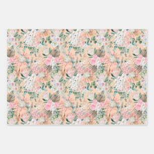 Eukalyptus Rosa Weiße Florale Boho Braut Hochzeits Geschenkpapier Set