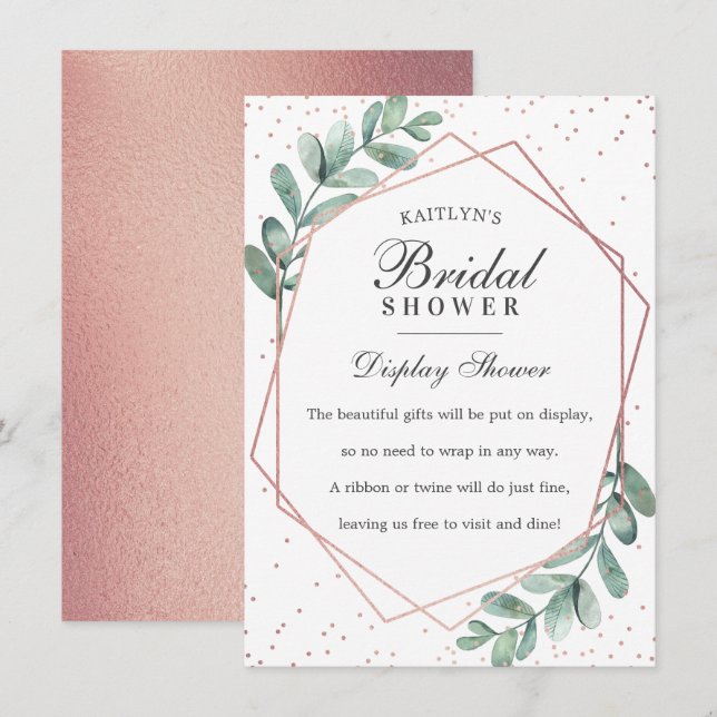 Eukalyptus Rose Gold Geometrisches Brautparty Begleitkarte (Vorne/Hinten)