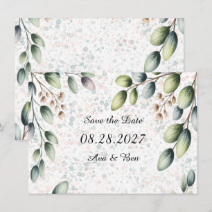 Eukalyptus-Rot Alcohol-Tinte-Hochzeit Save The Date