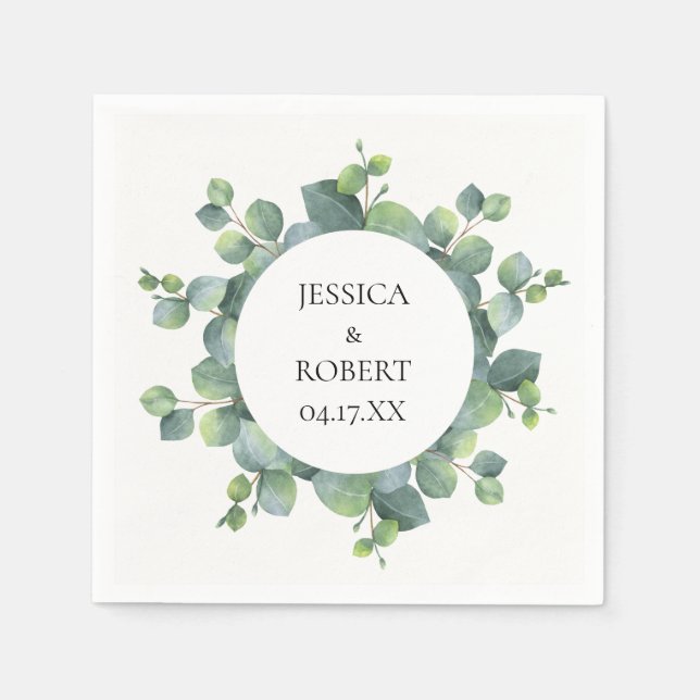 Eukalyptus Round Frame Personalisiert Serviette (Vorderseite)