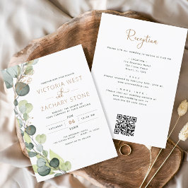 Eukalyptus Rustic All in one QR Code Wedding Einladung