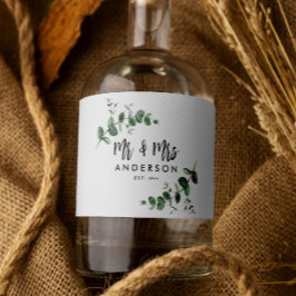 Eukalyptus rustic einfache moderne mr und mrs zu G Alkoholflaschenetikett