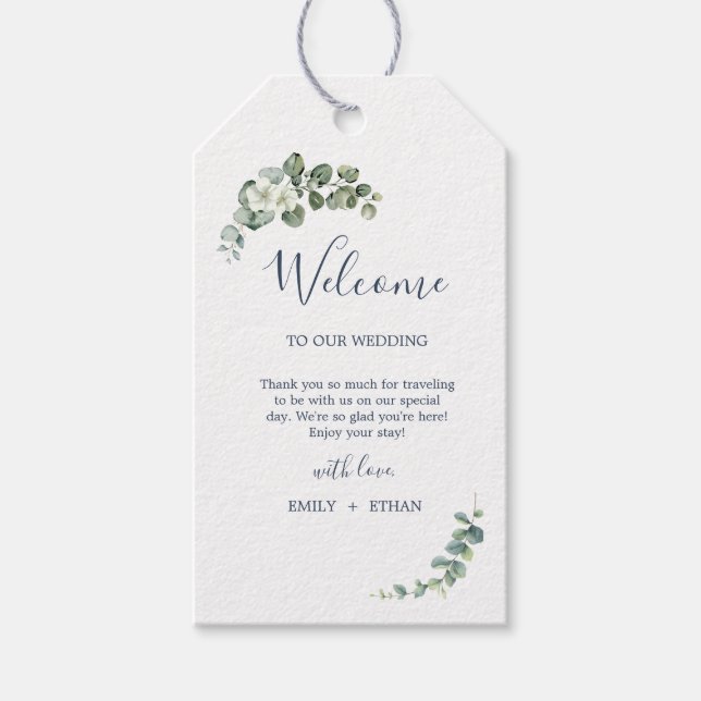 Eukalyptus Rustic Greenerity Wedding Geschenkanhänger (Vorderseite)