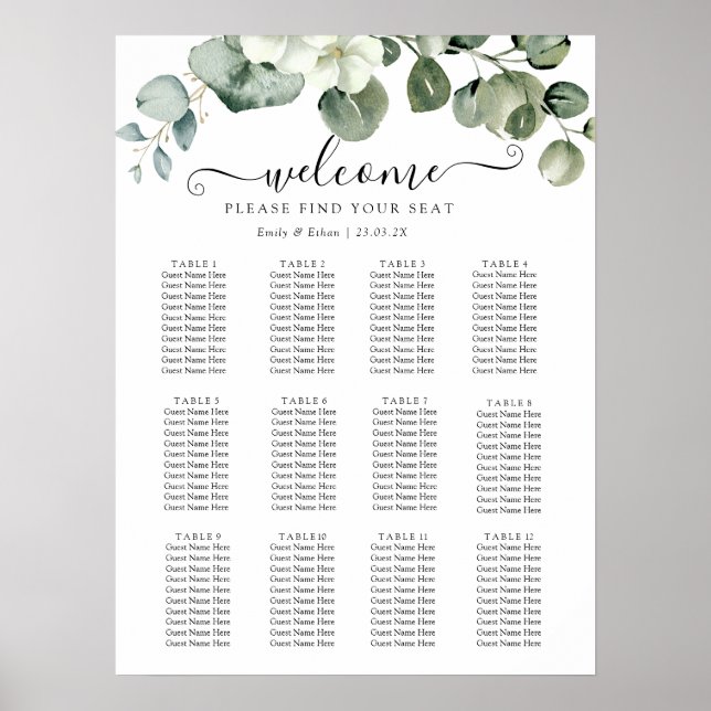 Eukalyptus Rustic Greenerity Wedding Poster (Vorne)