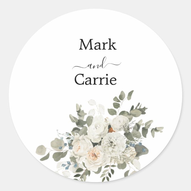 Eukalyptus Rustic Greenerity Wedding Runder Aufkleber (Vorderseite)