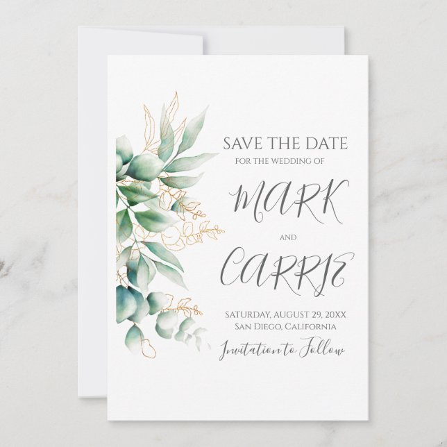 Eukalyptus Rustic Greenerity Wedding Save The Date (Vorderseite)