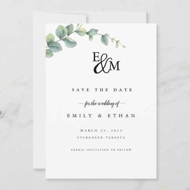 Eukalyptus Rustic Greenerity Wedding Save The Date (Vorderseite)