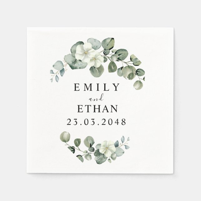 Eukalyptus Rustic Greenerity Wedding Serviette (Vorderseite)