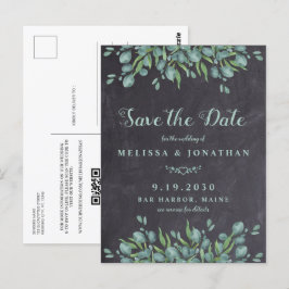 Eukalyptus Rustic QR Code Wedding Save the Date Postkarte
