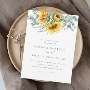 Eukalyptus Rustic Sonnenblume Elegante Hochzeit Einladung