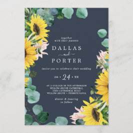 Eukalyptus rustic Sunflower | Lässige Hochzeit der Einladung