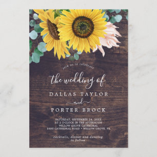 Eukalyptus rustic Sunflower   Wood the Wedding of Einladung