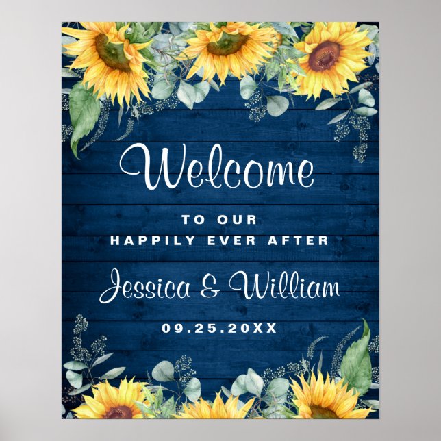 Eukalyptus Rustic Wedding Begrüßungszeichen Poster (Vorne)