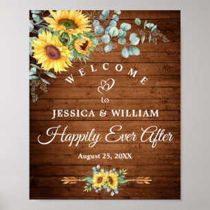 Eukalyptus Rustic Wedding Begrüßungszeichen Poster
