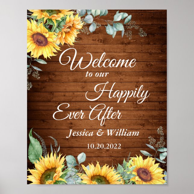 Eukalyptus Rustic Wedding Begrüßungszeichen Poster (Vorne)
