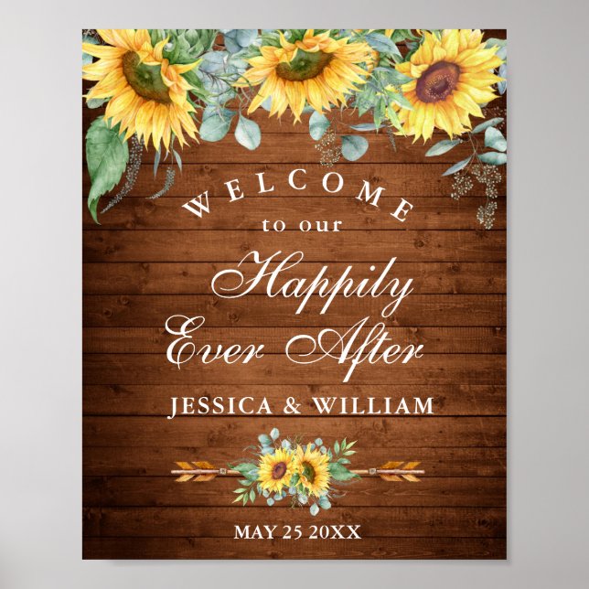 Eukalyptus Rustic Wedding Begrüßungszeichen Poster (Vorne)