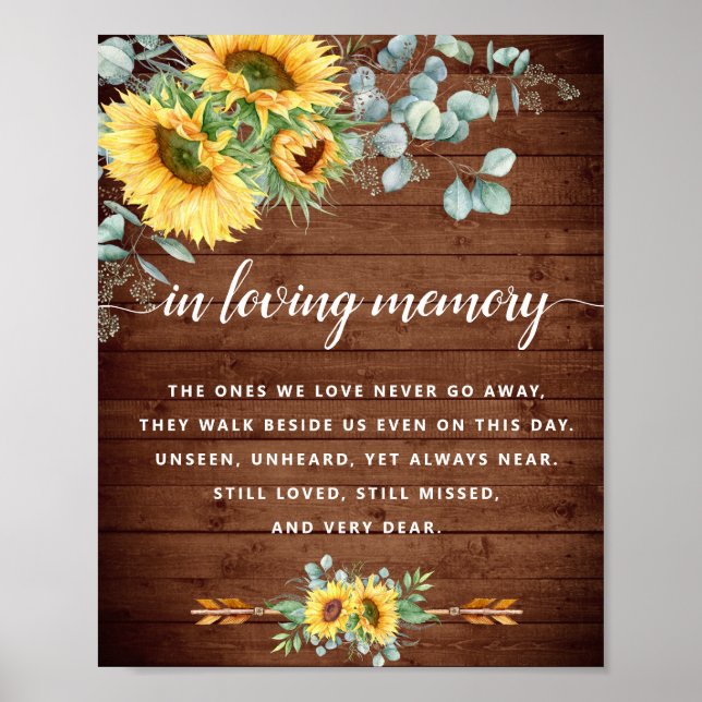Eukalyptus Rustic Wedding Memorial Sign Poster (Vorne)