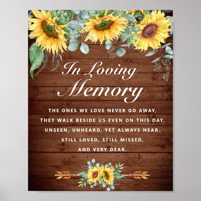 Eukalyptus Rustic Wedding Memorial Sign Poster (Vorne)
