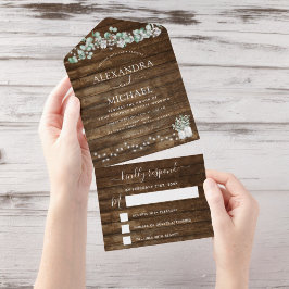 Eukalyptus Rustic Wedding String Lights UAWG All In One Einladung
