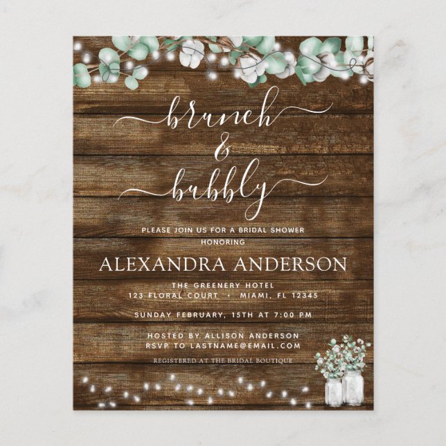 Eukalyptus Rustic Wood Brunch & Bubbly (Vorderseite)