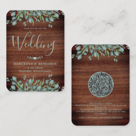 Eukalyptus Rustic Wood QR Code Hochzeit Einladung