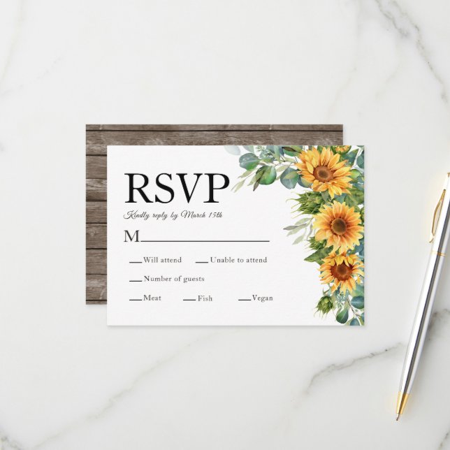 Eukalyptus Rustic Wood QR Code RSVP Card Karte (Vorderseite/Rückseite Beispiel)