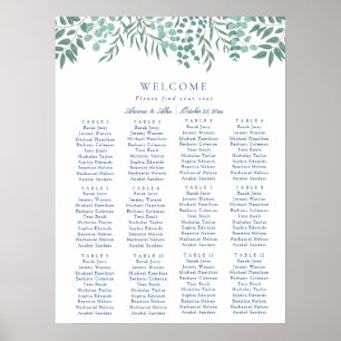 Eukalyptus Rustikale Grüne Hochzeitstabelle Poster