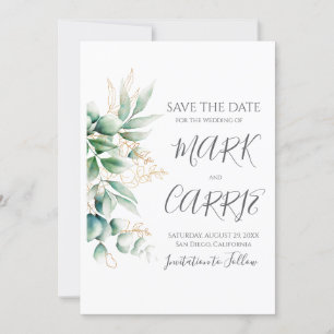 Eukalyptus Rustikale Grünpflanzen Hochzeit Save The Date