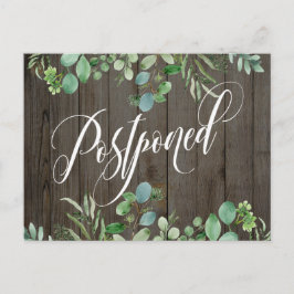 Eukalyptus & Rustikales Holz - Hochzeit verschoben Postkarte