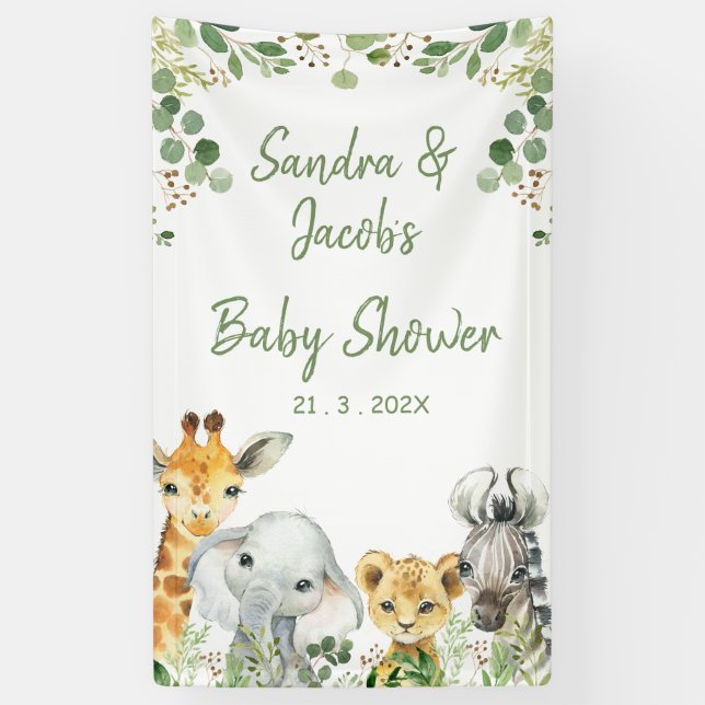 Eukalyptus Safari Baby Showdusche Banner (Vertikal)