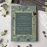 Eukalyptus & Sage Bat Mitzvah Folieneinladung<br><div class="desc">Die schicke botanische Fledermausmitzvah-Einladung besticht durch üppig grüne botanische Blätter und Eukalyptusfolien in Aquarellfarbe mit Goldfolie. Personalisieren Sie Ihre Zeremonie und Ihre Party Details in modernen Schriften auf einem Ton auf Ton moosgrünen Hintergrund.</div>