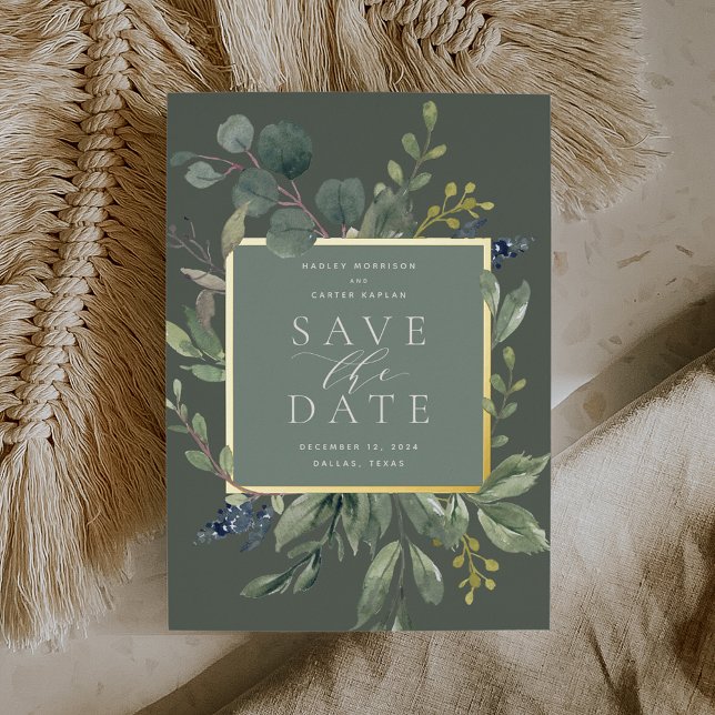 Eukalyptus & Sage Foil Save the Date Karte (Von Creator hochgeladen)