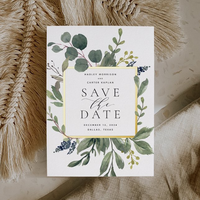 Eukalyptus & Sage Foil Save the Date Karte (Von Creator hochgeladen)