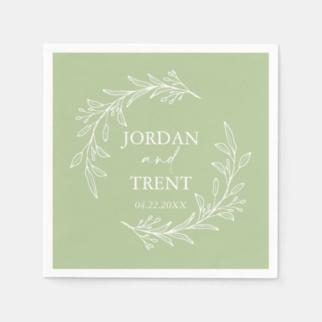 Eukalyptus Sage Green Custom Wedding Paper Napkins Serviette (Vorderseite)